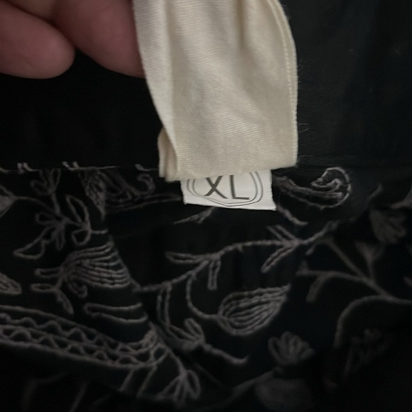 ARTKA Black Gray Embroidered Cotton Full Skater Mini Skirt Size XL / Medium - Picture 7 of 7